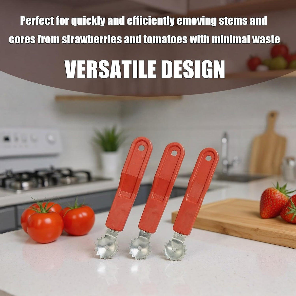 Strawberry Tomato Corer Huller Stem Remover, Kitchen Food Prep Tool, 3 Pack