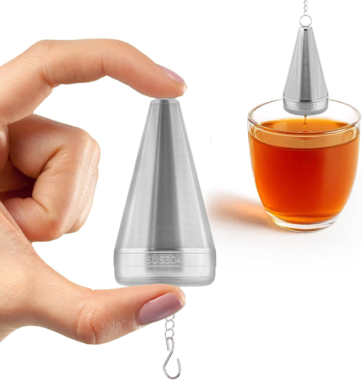 304 Stainless Steel Cone Tea Infuser for Loose Leaf Tea Steeper