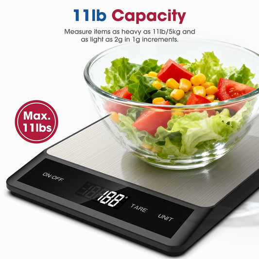 Mik-Nana Food Scale, Kitchen Scale, 11lb/5kg, 1g Precision, Tare Function