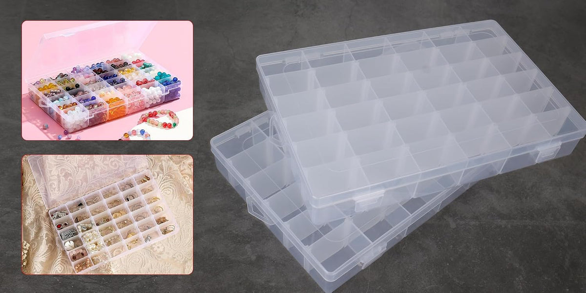 Clear Visible Plastic Storage Box with Removable Dividers, 36 Grids, Suitable for Jewelry, Screws Hardware Accessories Organizer, Crafts, Fishing Tackle