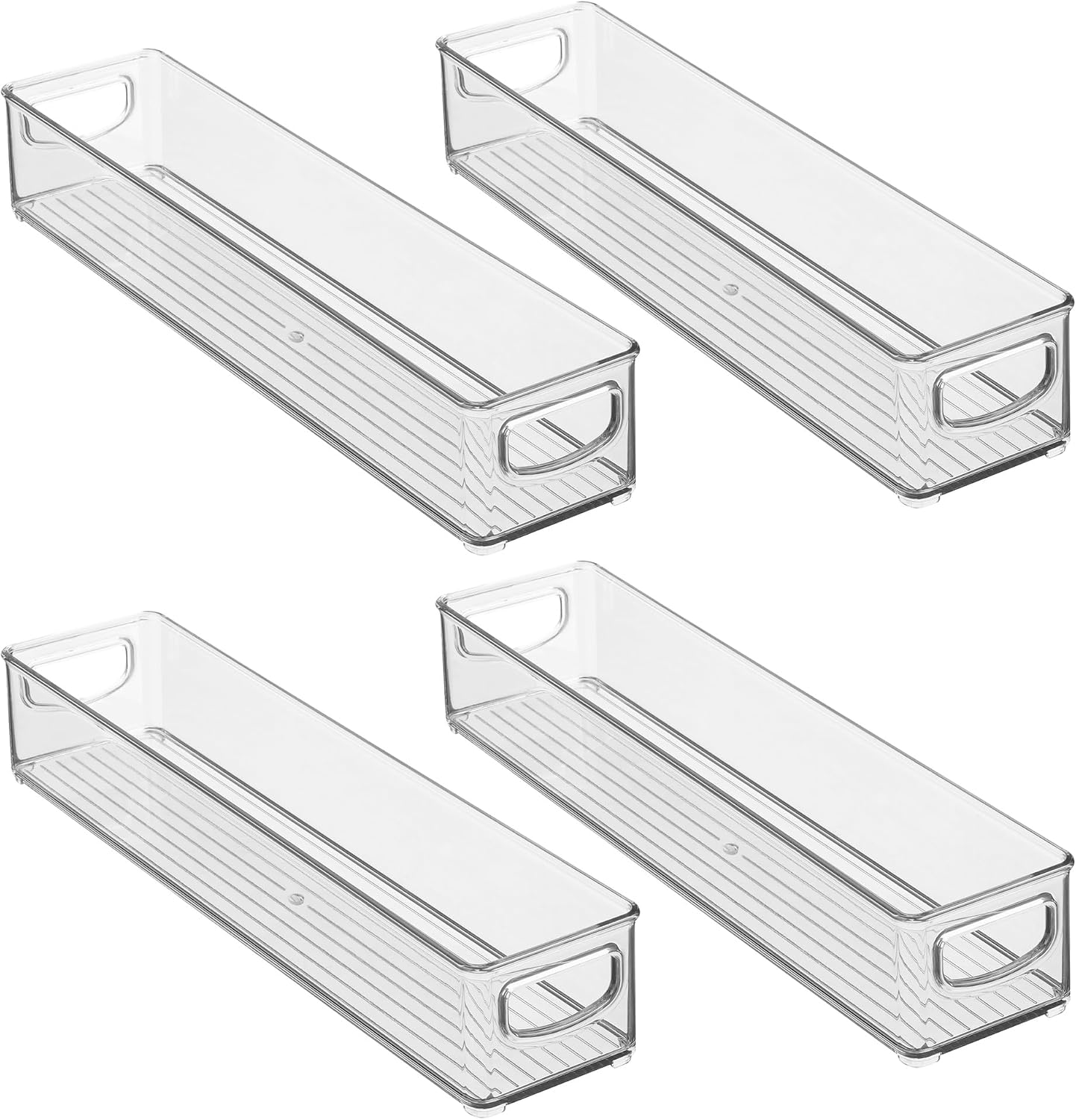 iDesign Slim Clear Plastic Storage Bin, Extra Long Narrow Stackable Organizer for Kitchen and Pantry, 2-Pack