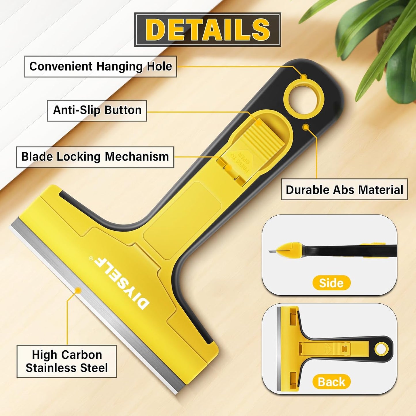 DIYSELF Razor Blade Scraper, 1 Pack Scraper Tool with 10pcs 4-Inch Blades, Razor Scraper for Cleaning Glass, Window, Stove Top, Oven, Kitchen, Cooktop, Shower Door, Sticky Residue, Tile, Wallpaper