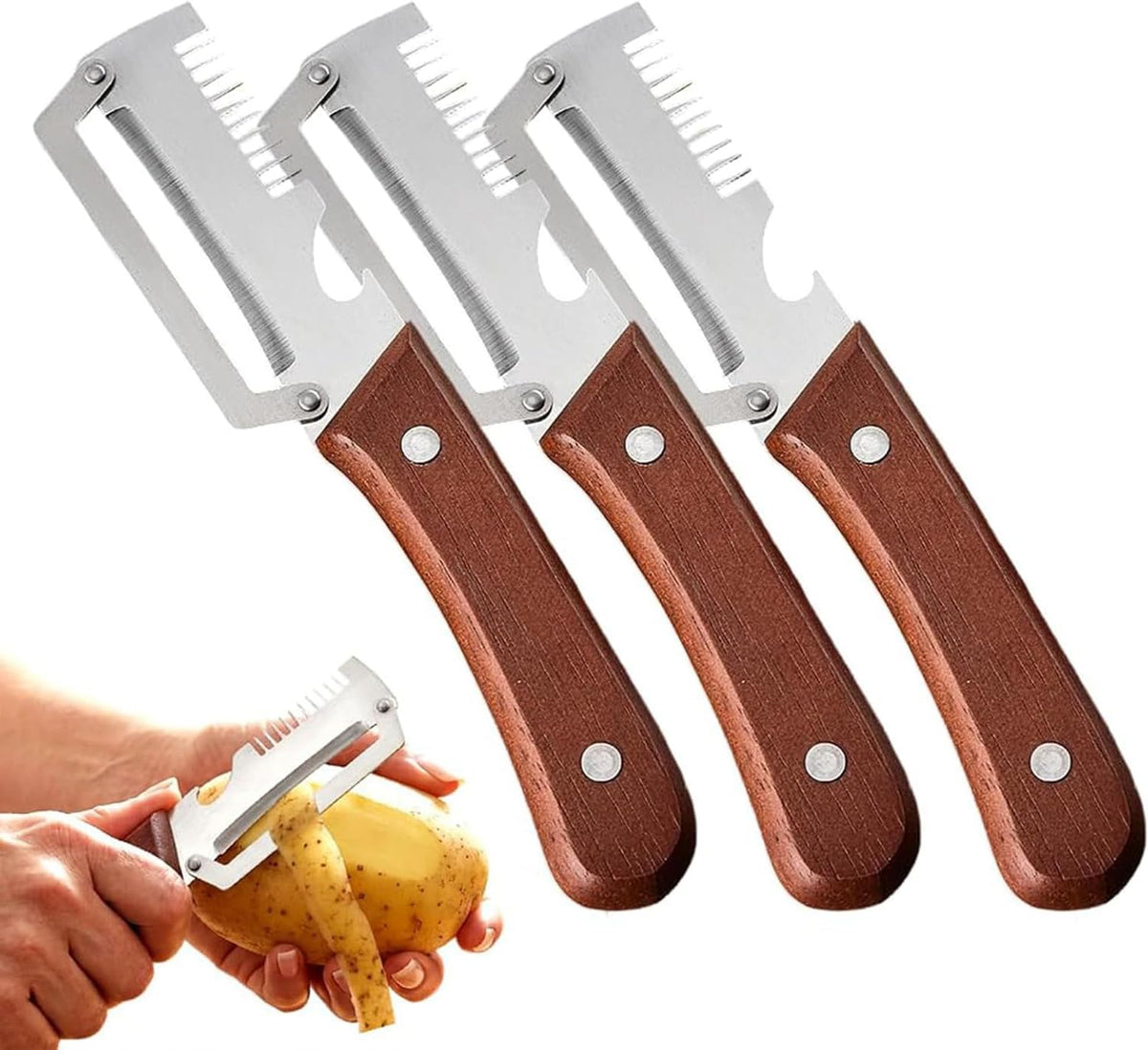 vegetable peeler,3 in 1ultra-sharp stainless steel blade, suitable for peeling fruits and vegetables, with bottle opener, (1PCS)