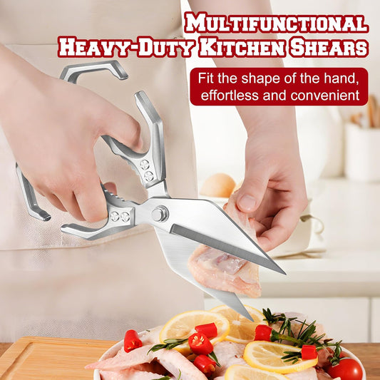 Multifunctional Heavy-Duty Kitchen Shears,oultry Scissors,Stainless Steel Heavy Duty Scissors,High-Carbon Steel Culinary Shears for Chicken,Meat, Seafood,Bone Cutting