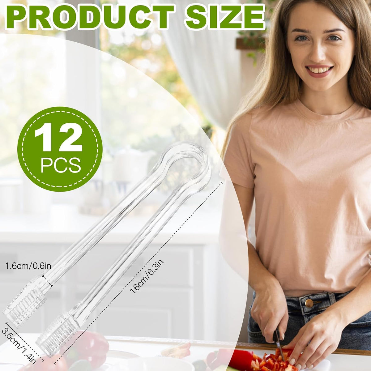 Ninsula Plastic Serving Tongs, 6.3 Inches Disposable Clear Tongs
