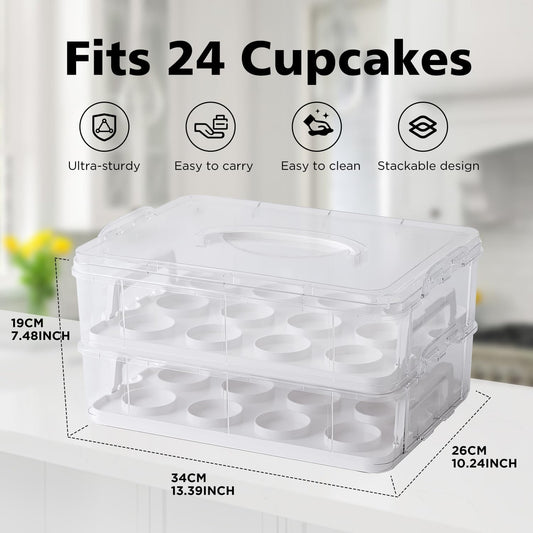 Cupcake Carrier with Lid and Handle,Cookie, Cake, Cupcake and Brownie Storage Carrier, Holds 12 Standard Cupcakes