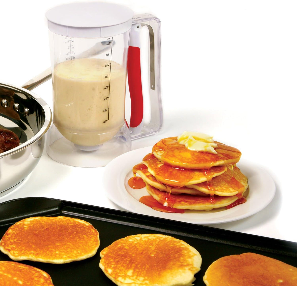 Norpro 1013 Batter Dispenser Clear/Red, 4 cup