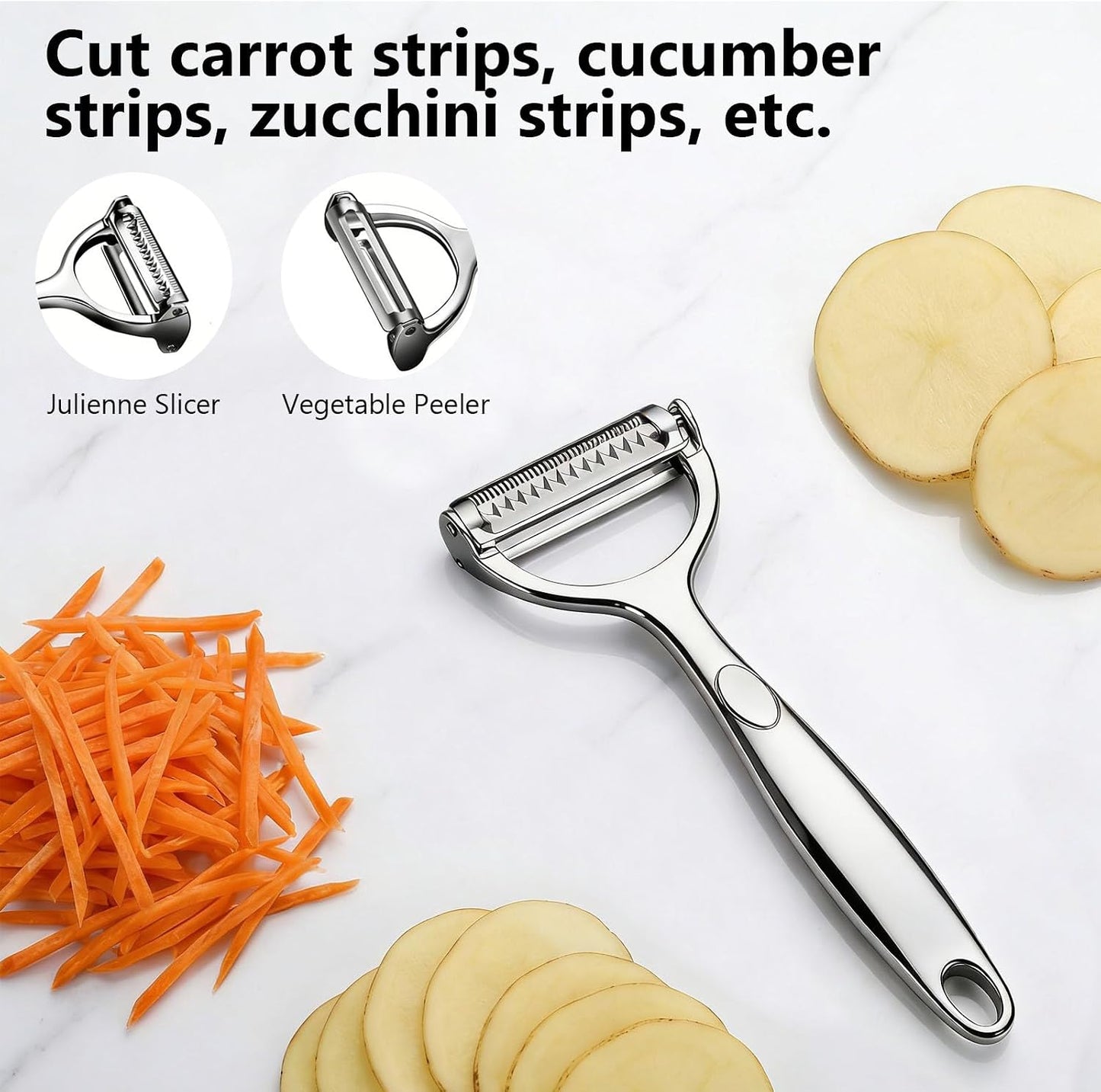 Peeler for Vegetable Multifunction Vegetable Peeler Julienne Peeler for Kitchen Double-Sided Blade Vegetable Julienne Cutter and Fruit Slicer
