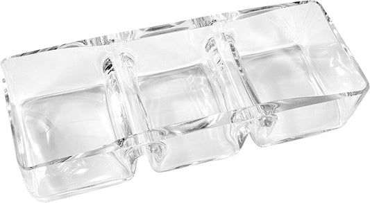 Glass - Sectional - Relish - Divided -Dish - Tray - 3 Part - Rectangular - for Nuts, Chocolate, Fruit or Candies - 12" Long - Made in Europe - by Barski