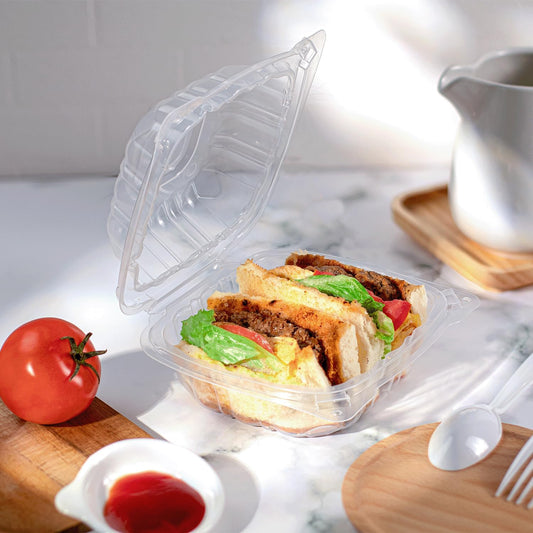 Karat FP-HC99PP-3CU 9"X 9" PP Hinged Containers 3 Compartment - (Case of 200)