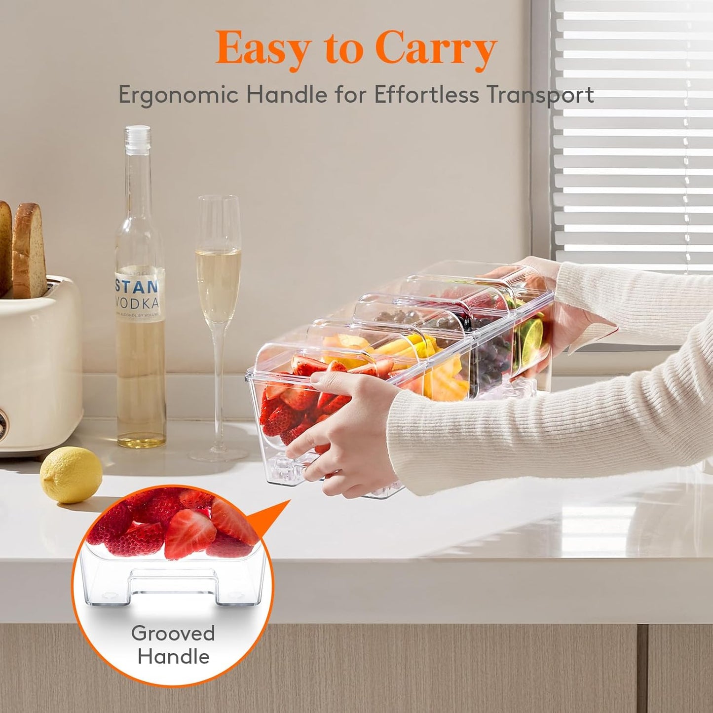 Lifewit Taco Bar Serving Set for Party with 5 x 20 oz Containers & Components, Ice Chilled Condiment Caddy Organizer, Garnish Serving Tray Platter for Mimosa Bar Accessories, Fruit, Salad, Food