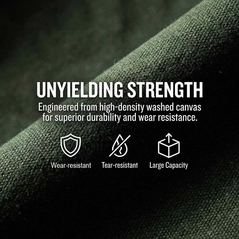 Grill Accessory Storage Bag, Extra Thick Canvas Grills Utensil Storage Bag, Double Zipper Grill Tool Storages Bags, BBQ Tool Storages Bags Carry Bages for Camping Hiking Barbecue, Dark Green