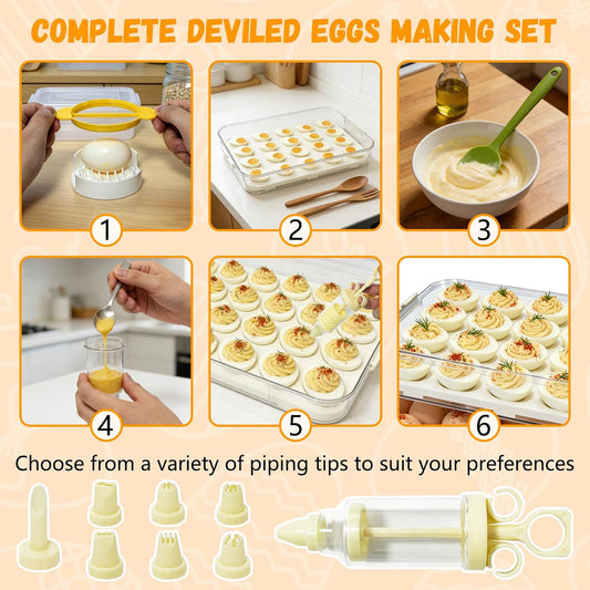 2-Layer Deviled Egg Containers with Lid & Handle | Easter Gifts for Kids | Easter Deviled Egg Tray Carrier for 40 Eggs | Clear Storage Devil Egg Platter for Party | Home Kitchen Gifts for Women