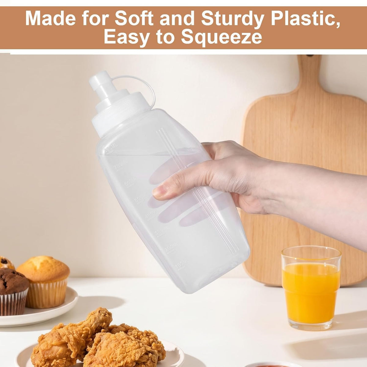 2Pcs Salad Dressing Dispenser 27Oz 20Oz Condiment Squeeze Bottles for Sauce