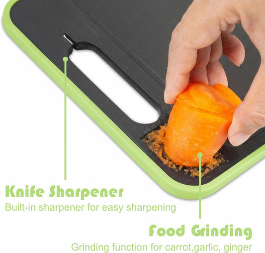 2-Piece BPA-Free Plastic Cutting Board Set, Non-Slip Dishwasher Safe Chopping Boards for Kitchen, Green