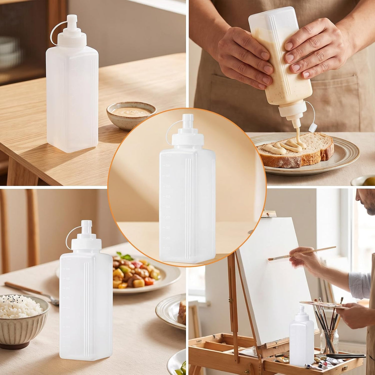 SHENLIU Wide Mouth Squeeze Bottle, 27oz Salad Dressing Dispenser Container