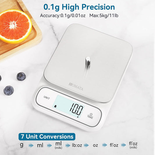 BOMATA Waterproof IPX6 Kitchen Scale with 0.1 g/0.01 oz High Precision
