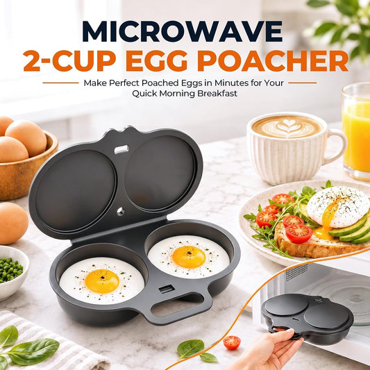 Dual Cavity Microwave Egg Poacher, 2027 New Egg Cooker Microwave, Food-Grade Pp & Versatile Kitchen Essential