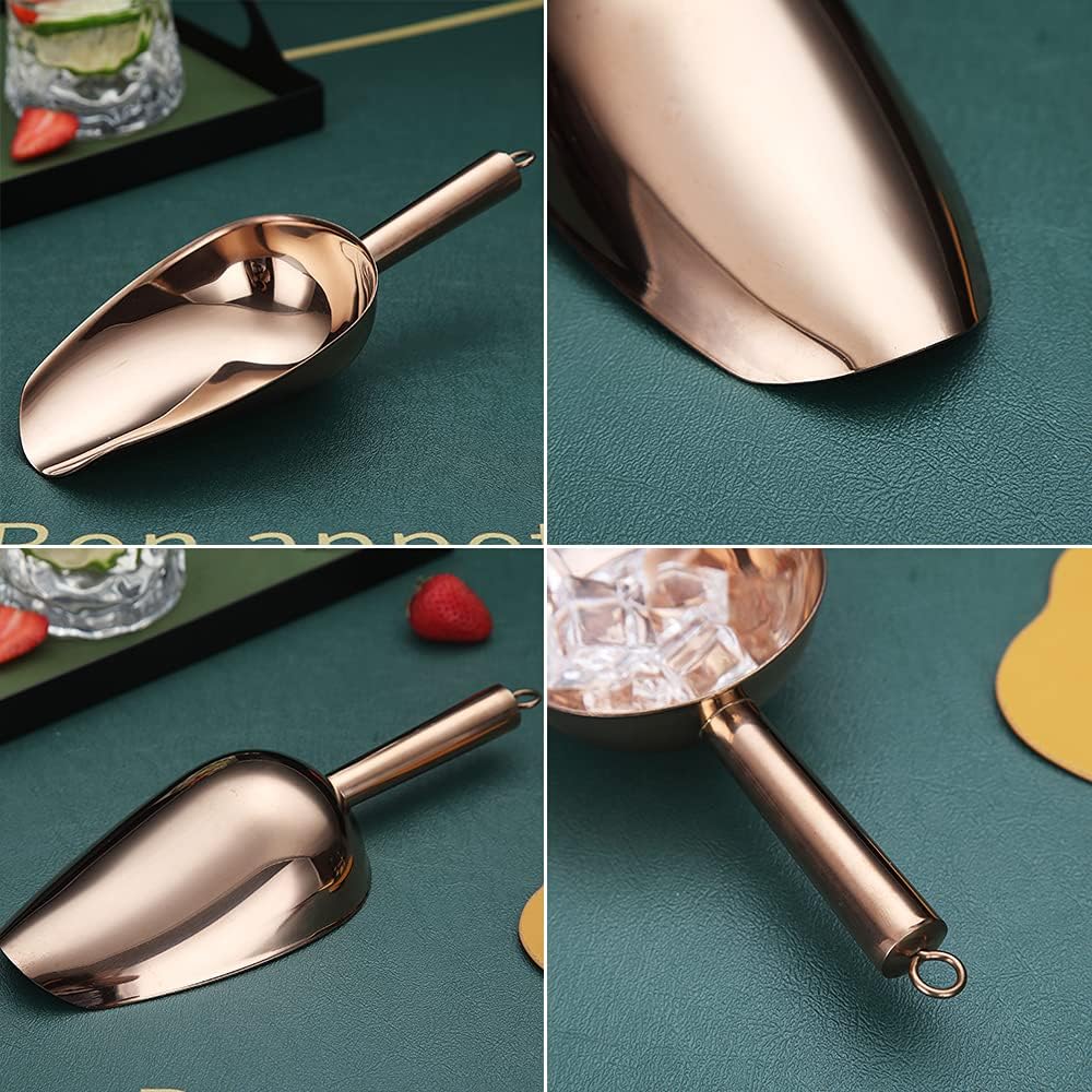 Gold Ice Scoop, Fashion Ice Cream Scoop, Premium Stainless Steel Cookie Scoop, Dog Food Scoop, Sturdy Flour Scoop, Utility Candy Scoop, Dishwasher Safe (8oz/9 Inch)