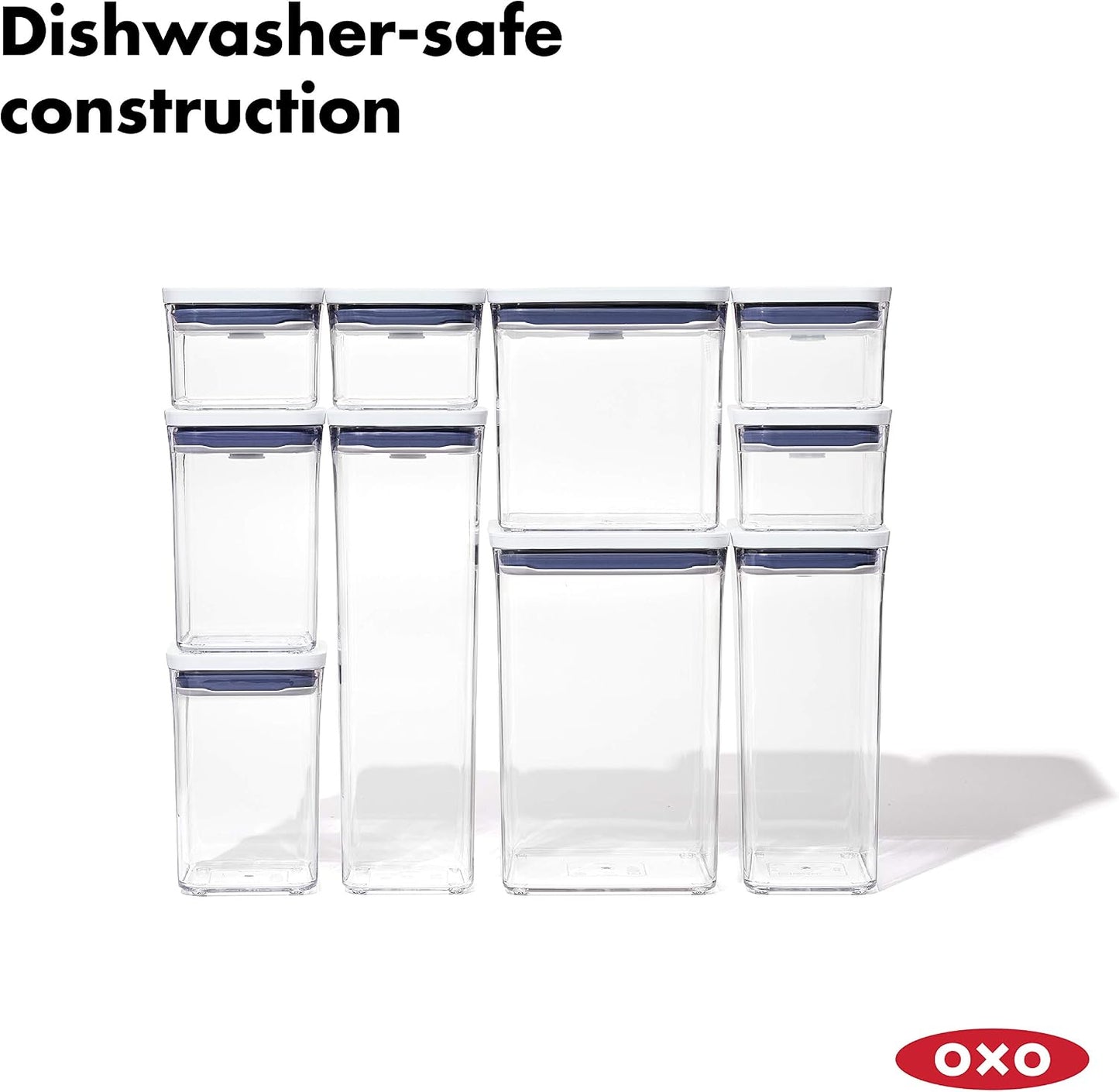OXO Good Grips 8-Piece Fridge Organization Set & Good Grips 10-Piece POP Container Set, White