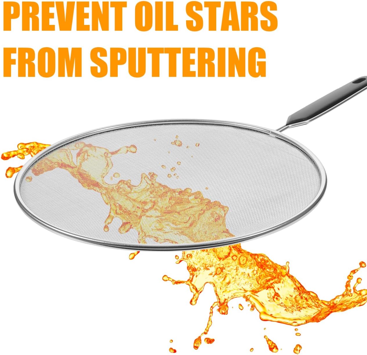 Unomor Oilproof Mesh Lid 15.75 Inch Splatter Screen for Frying Pan Grease Splash Guard Heat Resistant Pan Cover Kitchen Cooking Tool