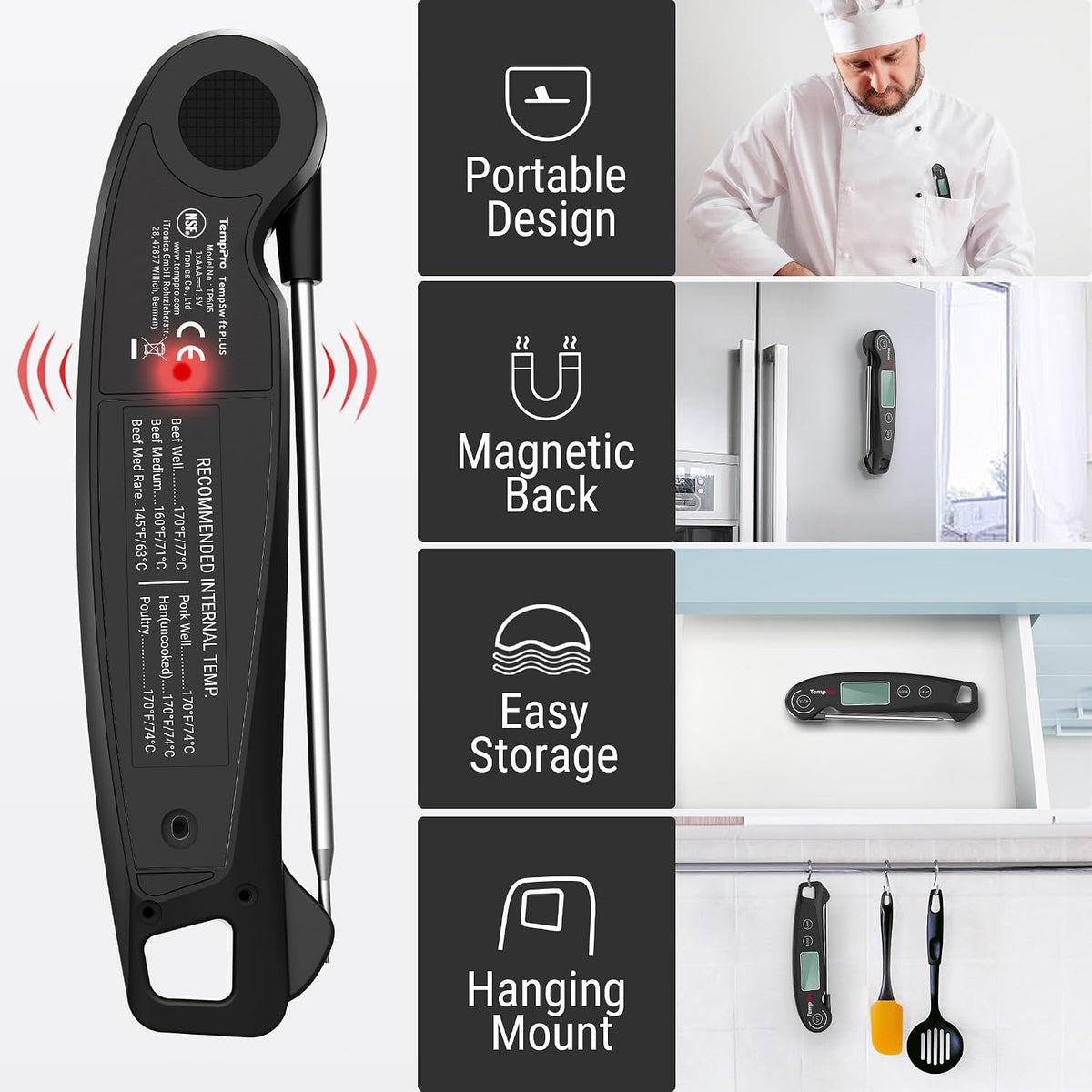 TempPro TempSwift 1 SEC Instant Read Meat Thermometer for Cooking