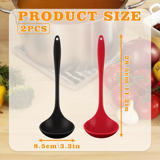 Premium Silicone Ladle Set: Nonstick Heat Resistant Kitchen Spoon 2-Pack