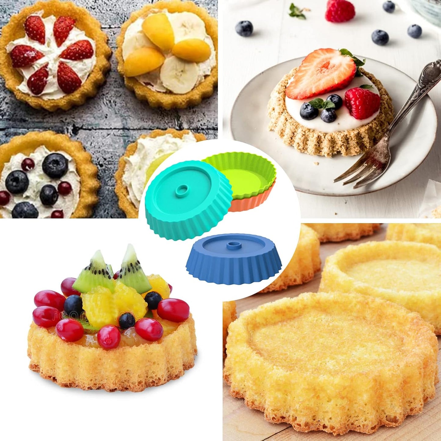 Webake 3PCS Silicone Air Fryer Muffin Pan for Baking 4 Cavity Air Fryer Egg Bites Silicone Mold, Nonstick BPA Free Muffin Tins