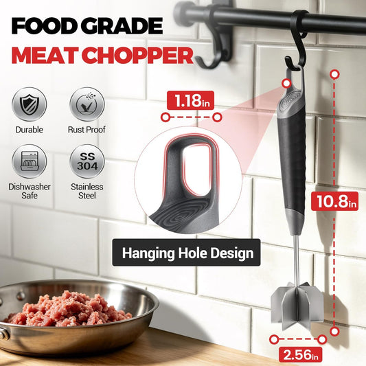 Goldusk 10 Inch Meat Chopper, 304 Stainless Steel, 6 Blades, Thumb Rest