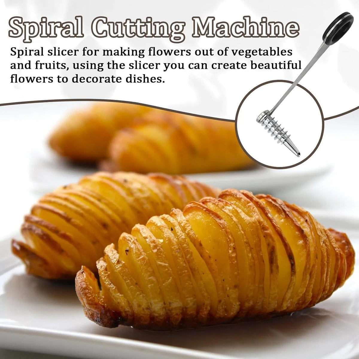 Stainless Steel Spiral Cutter, Manual Veggie Spiralizer Kitchen Tool