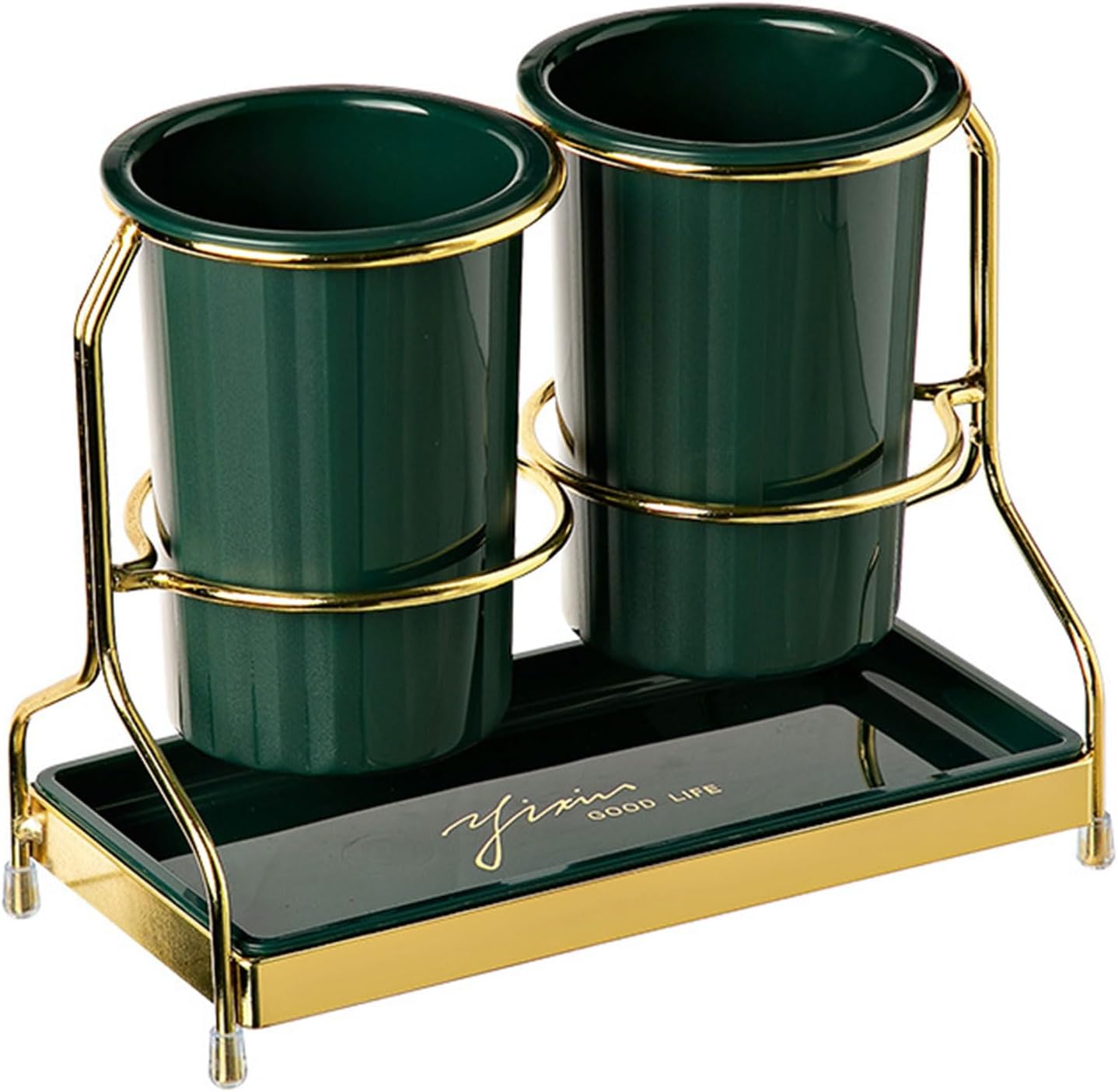 Dxcaicc 2-Piece Tableware Caddy with Metal Rack, Flatware Caddy and Cutlery Storage Organizer for Kitchen and Table