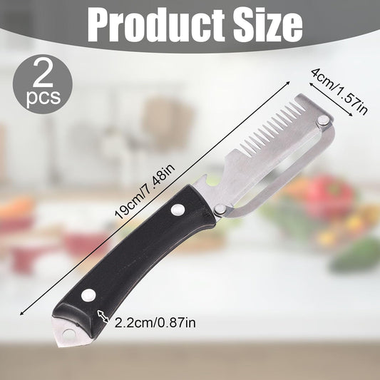 2pcs Multifunctional Vegetable Peeler, 3-in-1 Stainless Steel Fruit Peeler with Bottle Opener & Julienne Cutter Multi Functional Kitchen Gadget Knife Peeling Tool for Food Potato Apple Veggie Carrot
