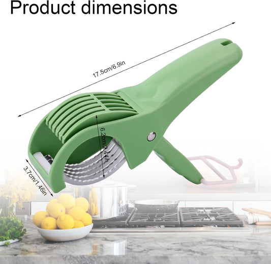 Multifunctional Banana Slicer, Stainless Steel Vegetable Cutter with ABS Handle for Even Slicing of Bananas Fruits Vegetables Sausages and More Ideal for Fruit Salads & Food Prep (Green)