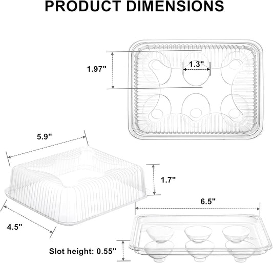 Yopay 50 Pack Deviled Egg Trays with lid, Plastic Clear 6 Slots Deviled Eggs Halves Carrier Deviled Container Dish Plate Holder for Party, Classic Cuisine Trays