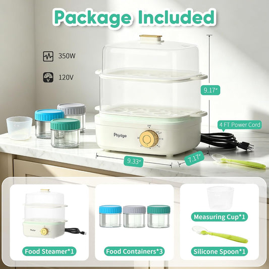 Electric Food Steamer for Cooking, 2-Tier Rapid Egg Cooker for Fast Cooking