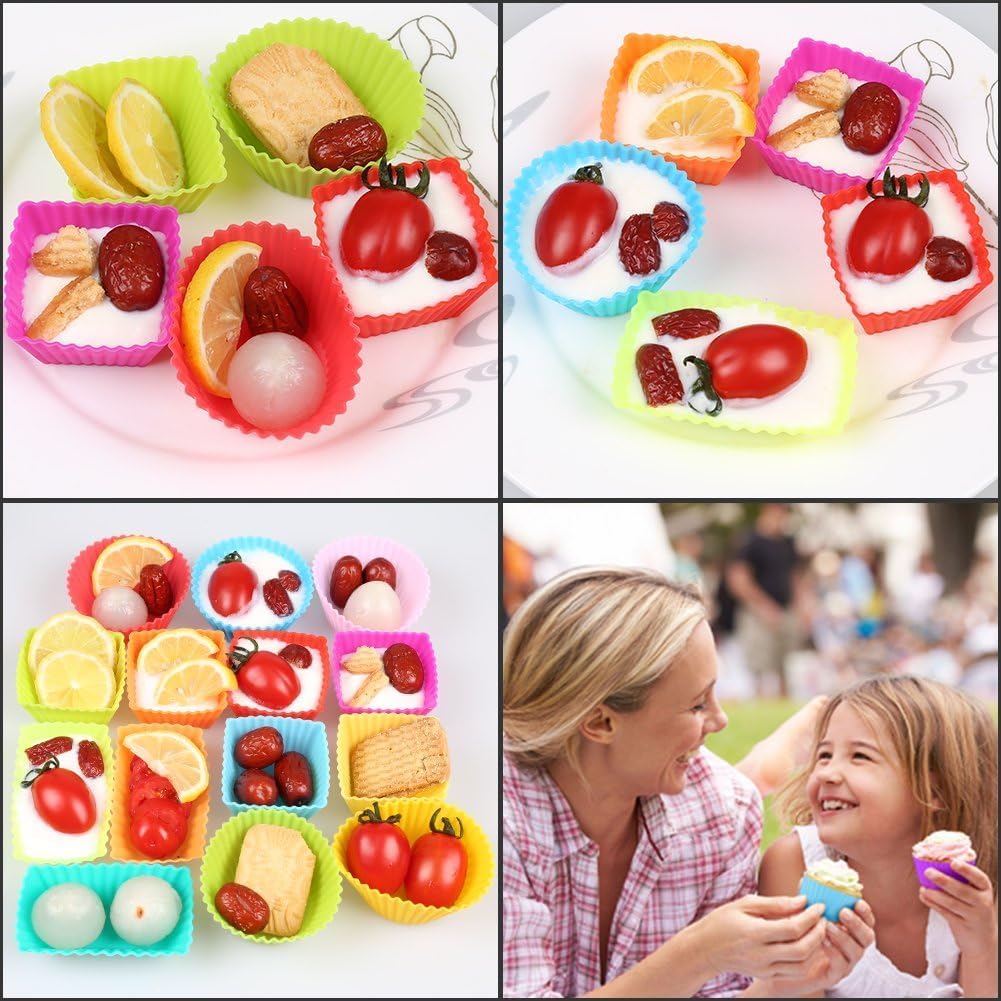 36 Pack Silicone Reusable Cupcake Cases Baking Muffin Cups Liners Molds Sets