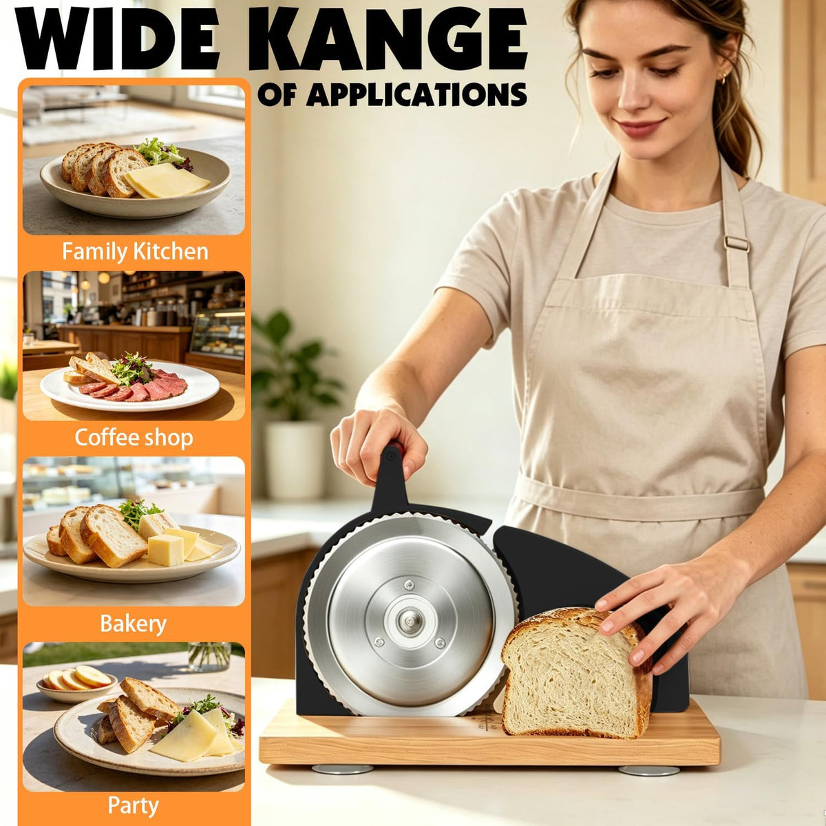 Manual Adjustable Bread Slicer Bread Cutter for Homemade Sourdough Slicer, Suction Cup Bottom, with Scale Line Plate and Food Clip and Plate(White)