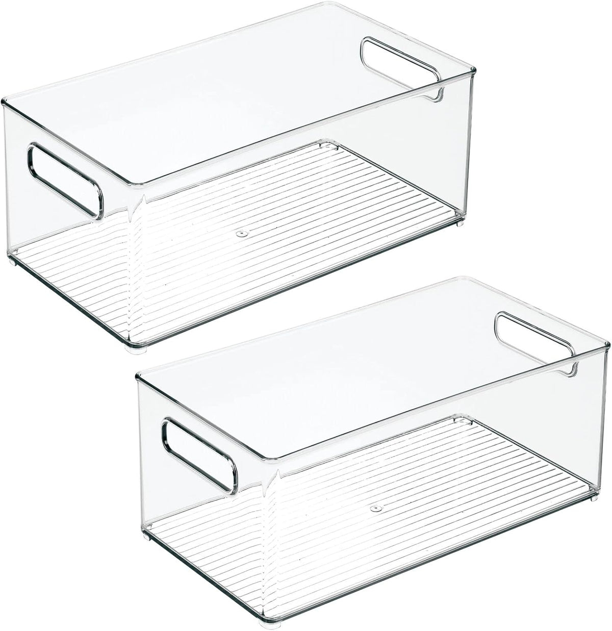 mDesign Deep Plastic Storage Organizer Container Bin, Closet Organization for Hallway, Bedroom, Linen, Coat, and Entryway - Holds Clothing, Blankets, Accessories, Toys, and Essentials, 2 Pack, Clear