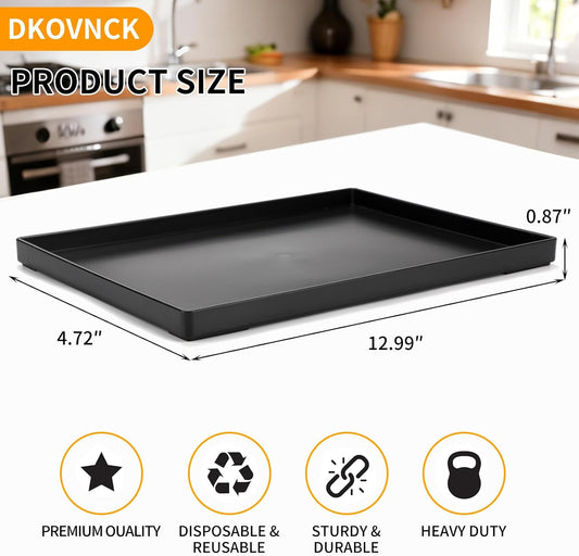 Plastic Serving Tray for Party Supplies Serving Platter for Food Reusable Platters for Catering Snack Fruit Charcuterie Appetizer Hosting Essentials (4pcs Black, 13 × 4.7 in)