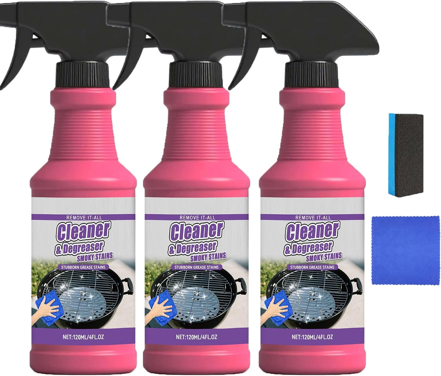 Fast-Acting Heavy Duty Grill Degreaser Spray – BBQ Grill Cleaner for Outdoor & Kitchen, Removes Stubborn Grease & Burnt-On Residue, Multi-Surface for Stainless Steel, Oven Racks & Griddles