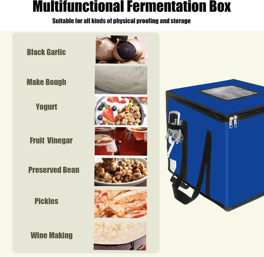 Folding Dough Proofing Box, Sourdough Starter with Temp Control (0-122℉) & 96H Timer, 20L Bread Proofing Box for Sourdough, Pizza, Yogurt, Seed Starting,Blue 10.6 * 10.6 * 10.6inch
