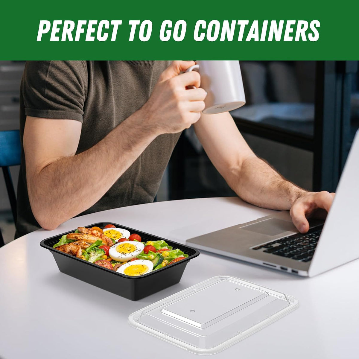 Dealusy 50 Pack (100-Piece) 24 oz Meal Prep Containers Reusable with Lids