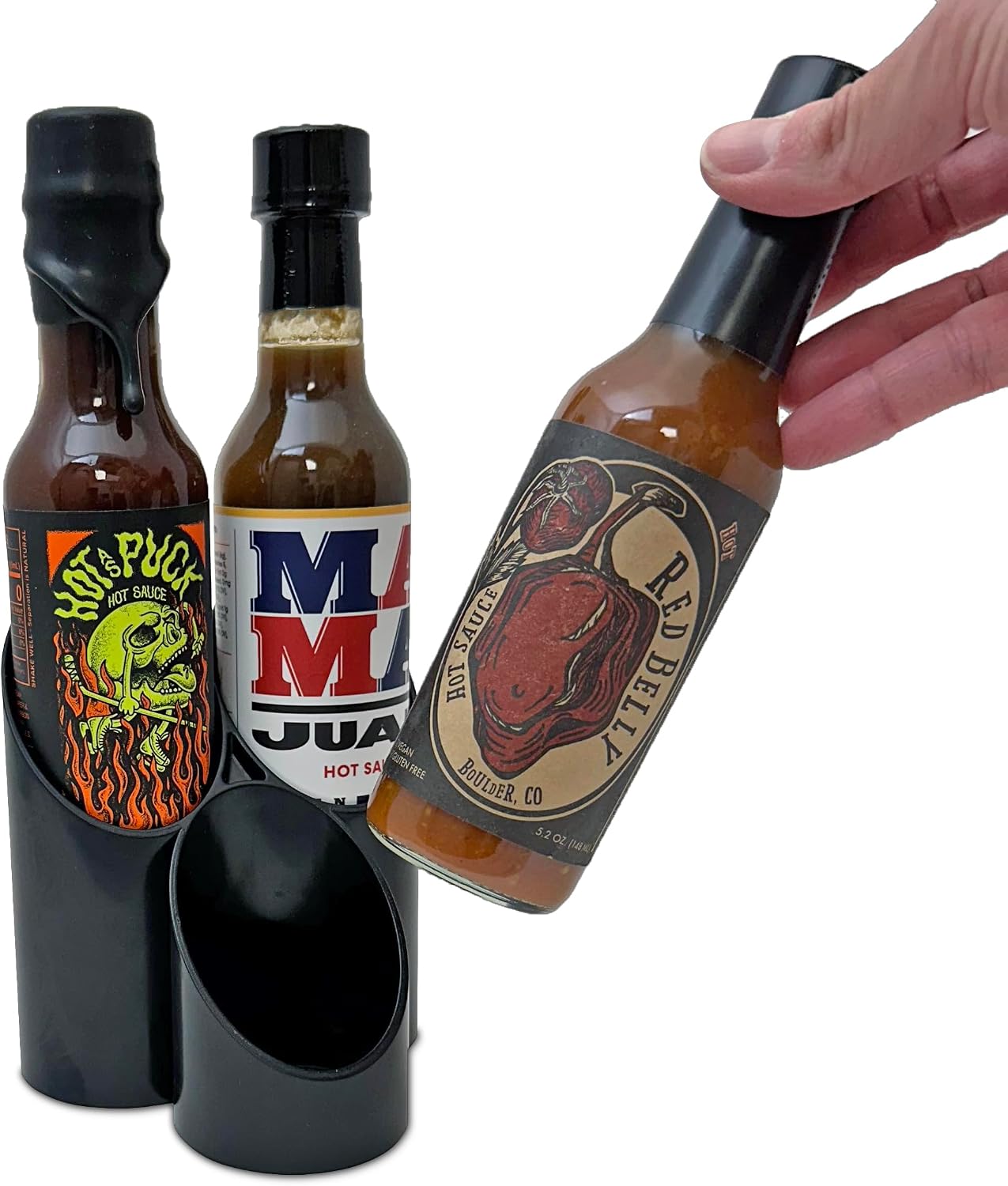 Hot Sauce Organizer, Condiment Caddy - 3 Bottle Stadium, Style V