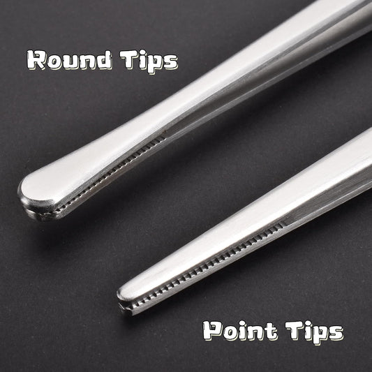 Tweezer Tongs, 12-Inches Stainless Steel Food Cooking Tongs for Kitchen Cooking BBQ Grilling Meat,Set of 2 (Cooking Tweezer 12inch 2p)