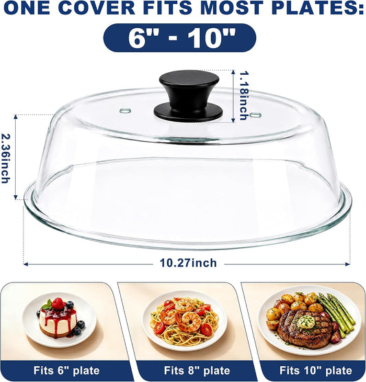 Glass Microwave Splatter Cover, Microwave Cover for Food, 6–10"
