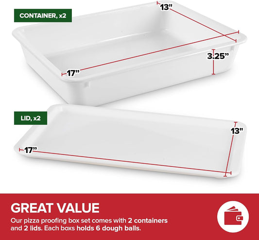 Stock Your Home Dough Proofing Container with Lid (2 Pack) Homemade Bread and Pizza Dough Storage Box for Proofing