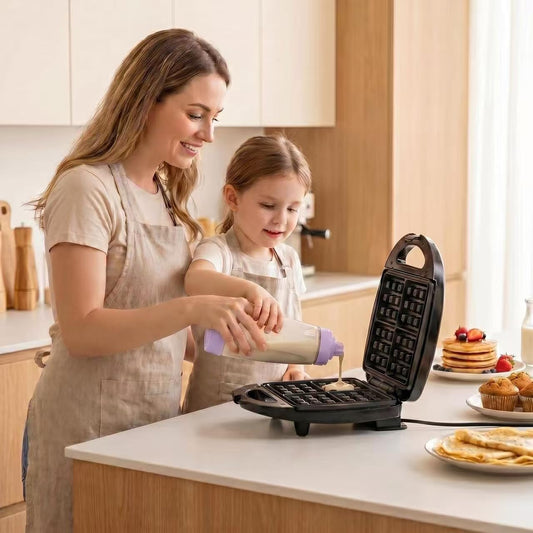 2PCS Pancake Batter Dispenser & Mixer Bottles, 1000ml Leak-Proof Silicone Squeeze Bottle, BPA Free & Dishwasher Safe for Pancakes, Waffles, Muffins, Crepes & Cupcakes (purple)