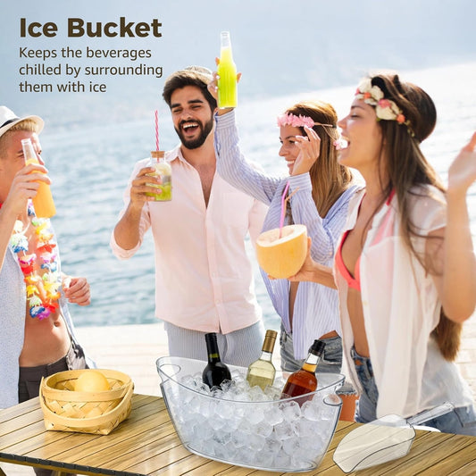 2-Pack Ice Buckets For Parties with Scoops, Tongs, Wine Opener, Wine Stoppers, 5.5L Acrylic Ice Bucket, Champagne Bucket, wine buckets for parties, Easy-Carry Handle, Ideal for Bars, Parties, Home Use
