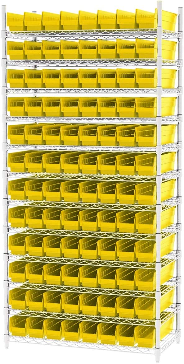 Akro-Mils 30128 Plastic Shelf Bins, Heavy Duty Storage Bins for Garage, Closet, and Drawer Organization, 457 x 102 x 102 Mm, Clear, 12 Count