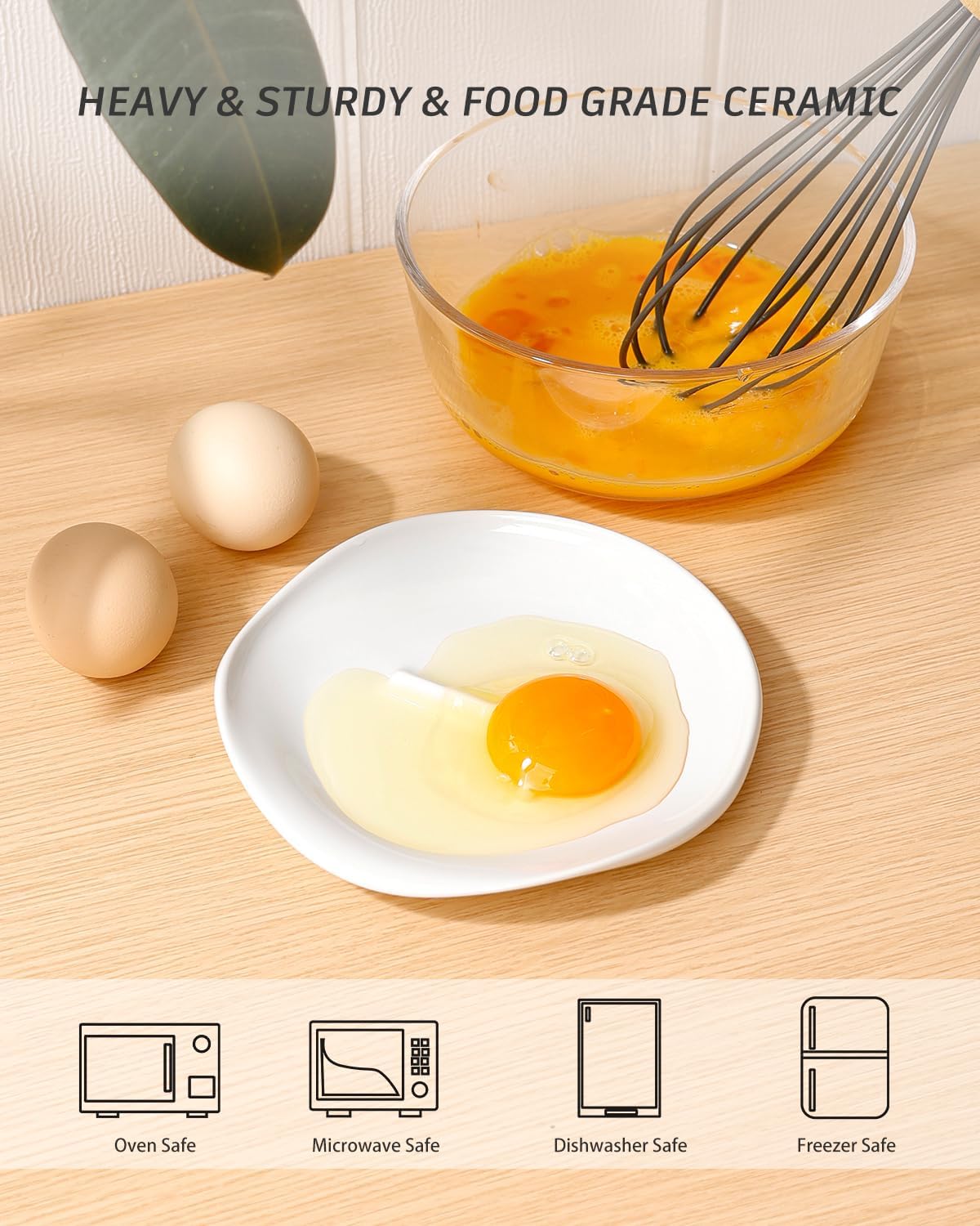Ceramic Spoon Rest with Egg Cracker, Reactive Glaze Blue